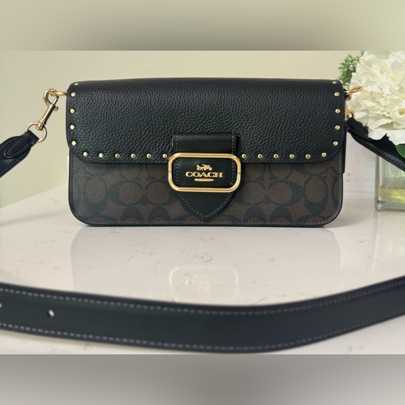 Coach CE563 Morgan Shoulder Bag Crossbody Colorblock Signature With Rivets - Picture 3 of 16